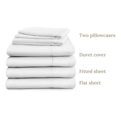 Luxury 500 thread count Egyptian Cotton sateen duvet cover, fitted sheet, flat sheet and two pillowcases