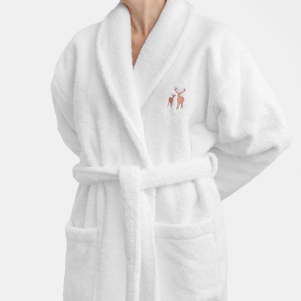 Unisex Zero Twist Cotton Towel Dressing Gown Pure White Hampton Astley