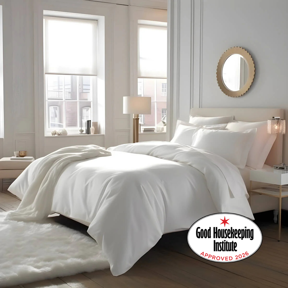 Egyptian Cotton 500 Thread Count Sateen Luxury Duvet Cover 40cm Deep Fitted Sheet Set Four Pillowcases Pure