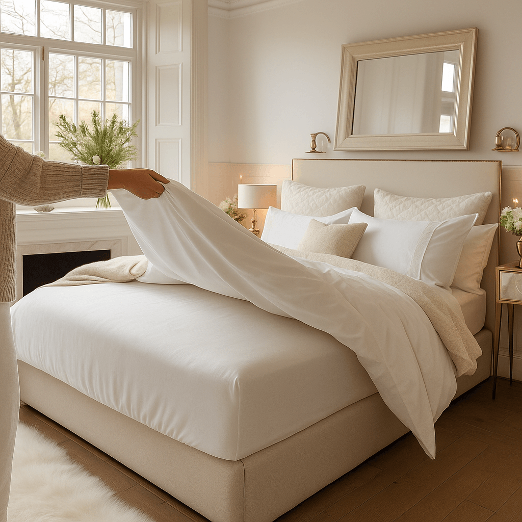 Hampton & Astley fitted sheet in pure white