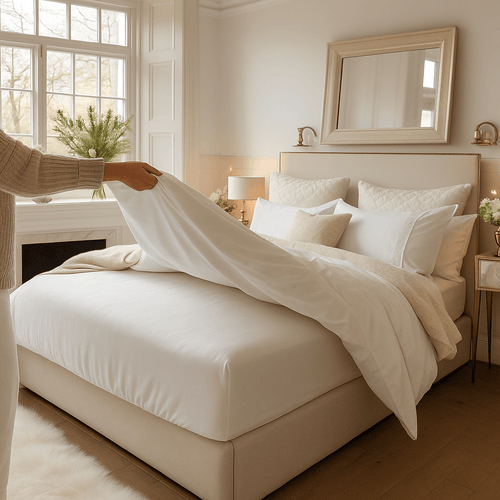 Hampton & Astley fitted sheet in pure white