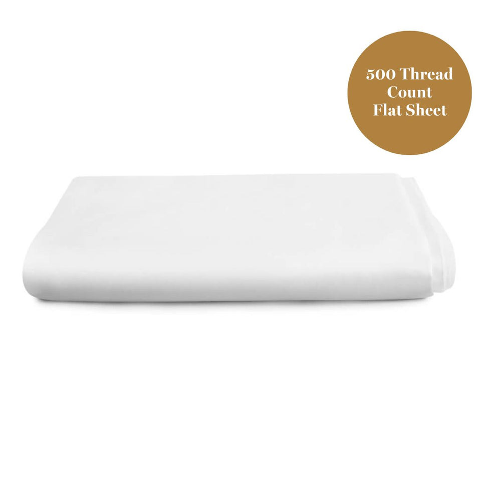 Egyptian Cotton 500 Thread Count Sateen Flat Sheet Pure