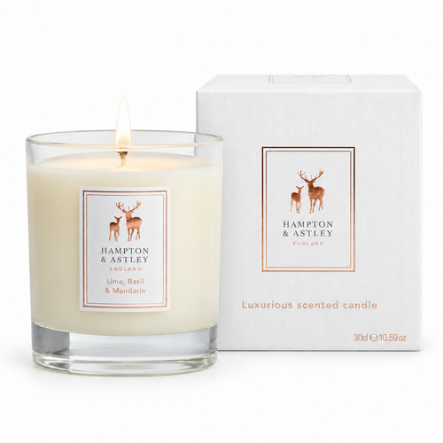 Hampton & Astley Lime, Basil & Mandarin luxury scented candle with gift box
