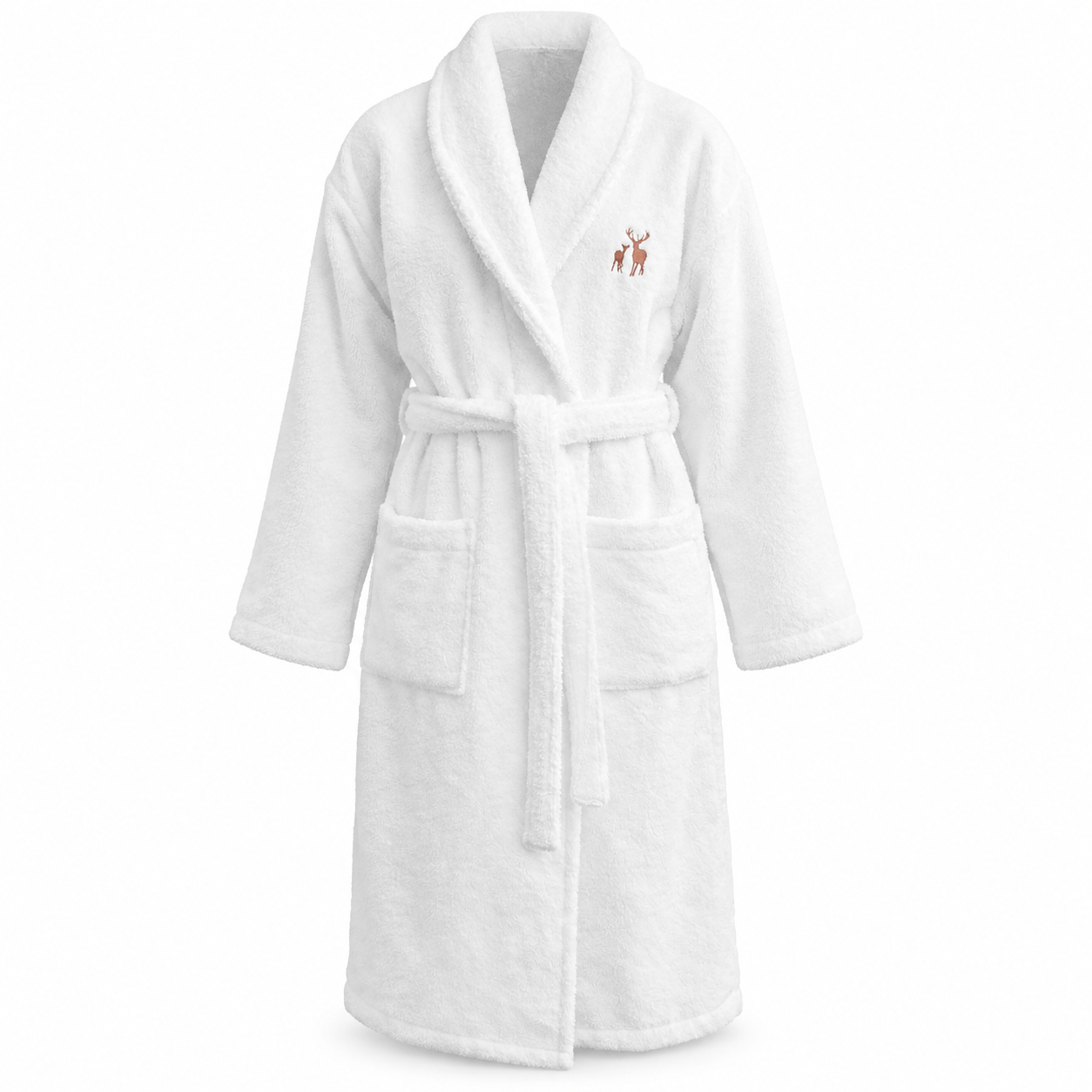 Hampton & Astley zero-twist cotton towelling dressing gown in pure white