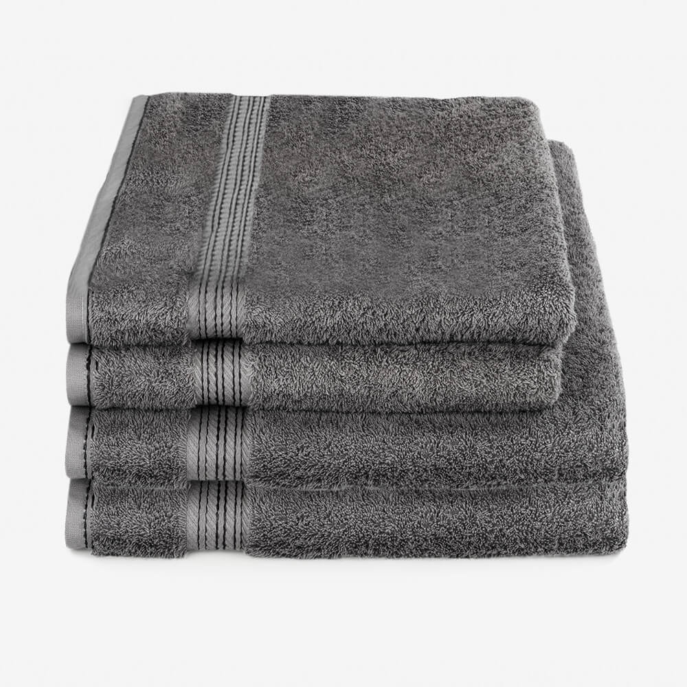 Egyptian Cotton 4 Piece Luxury Bath Sheet and Bath Towel Set, Charcoal Dark Grey