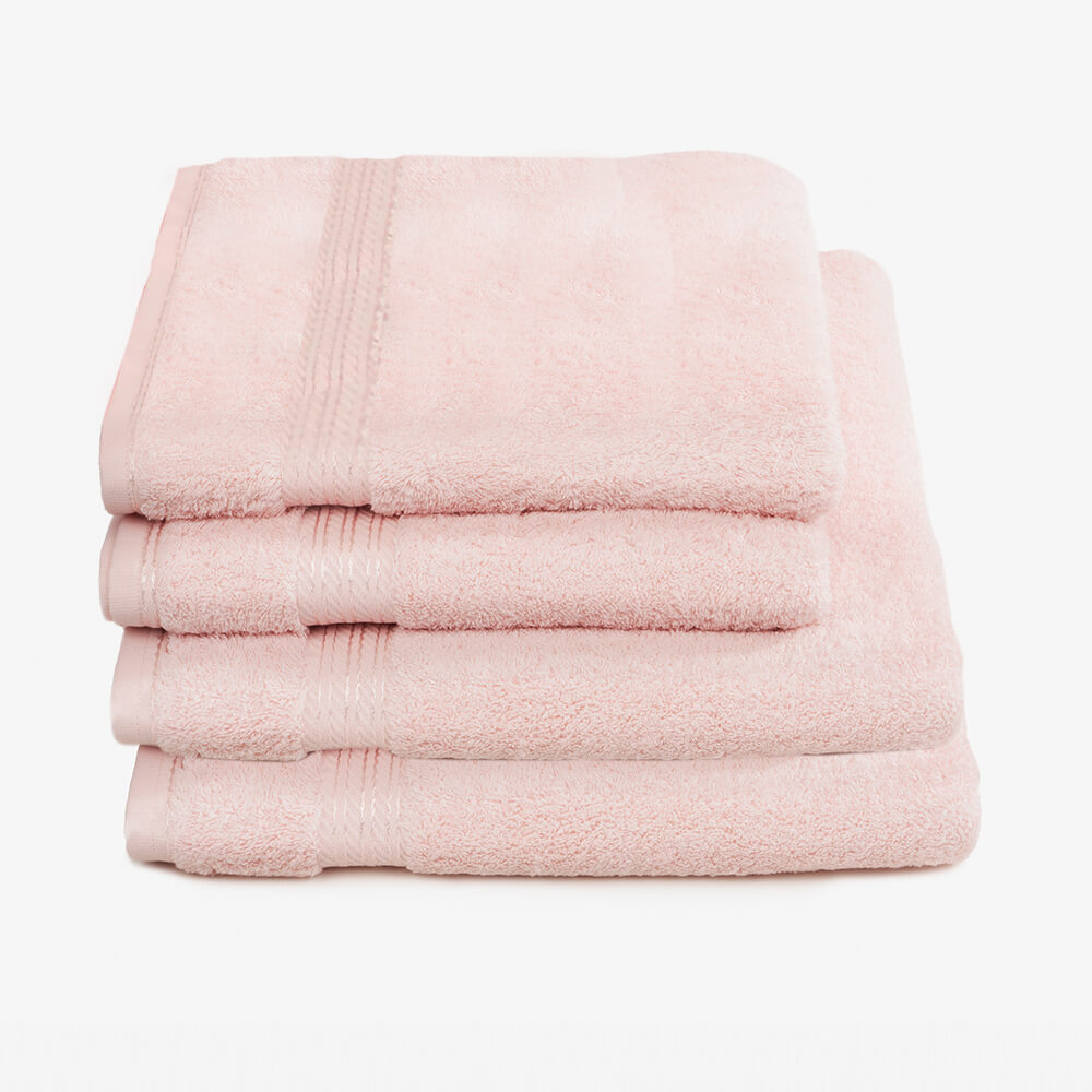 Egyptian Cotton 4 Piece Luxury Bath Sheet and Bath Towel Set, Pink