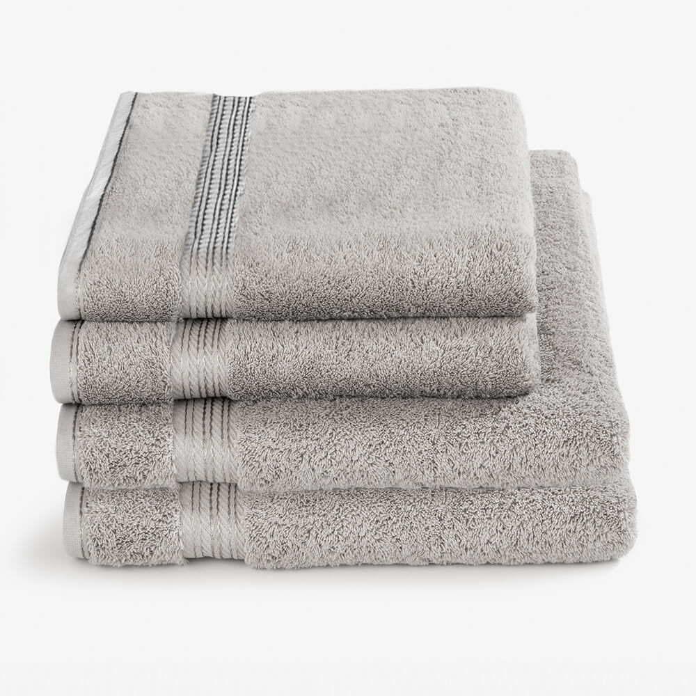 Egyptian Cotton 4 Piece Luxury Bath Sheet and Bath Towel Set, Subtle Grey