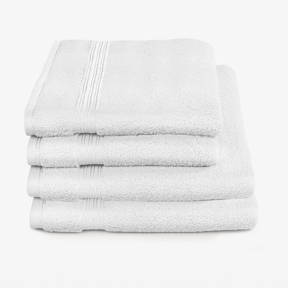 Egyptian Cotton 4 Piece Luxury Bath Sheet and Bath Towel Set, Pure White