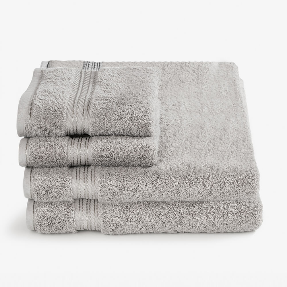 Egyptian Cotton 4 Piece Luxury Bath Sheet and Hand Towel Set, Subtle Grey