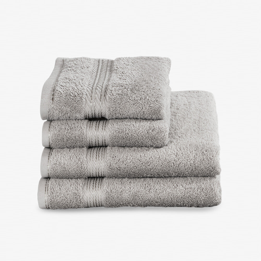 Egyptian Cotton 4 Piece Luxury Bath Towel and Hand Towel Set, Subtle Grey