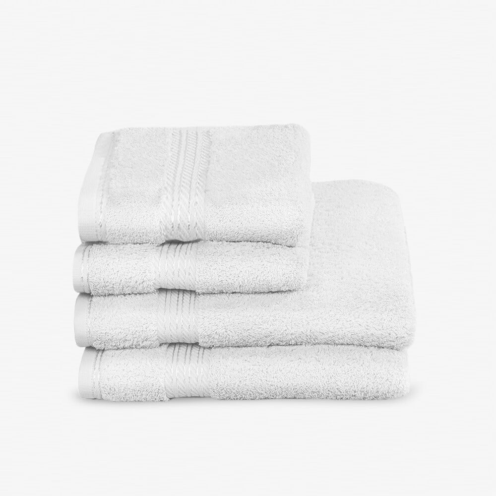 Egyptian Cotton 4 Piece Luxury Bath Towel and Hand Towel Set, Pure White