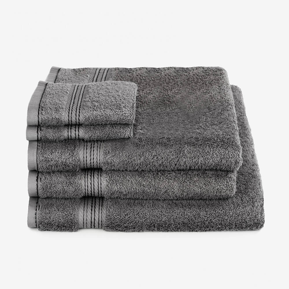 Egyptian Cotton 5 Piece Luxury Bath Towel Set, Charcoal Dark Grey - Hampton & Astley