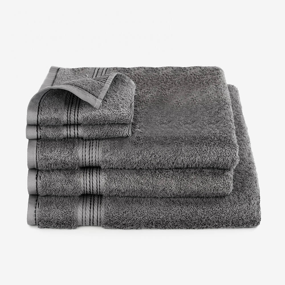 Egyptian Cotton 5 Piece Luxury Bath Towel Set, Charcoal Dark Grey - Hampton & Astley