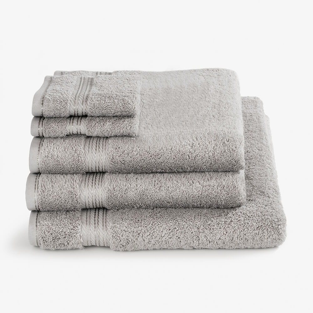 Egyptian Cotton 5 Piece Luxury Bath Towel Set, Subtle Grey - Hampton & Astley