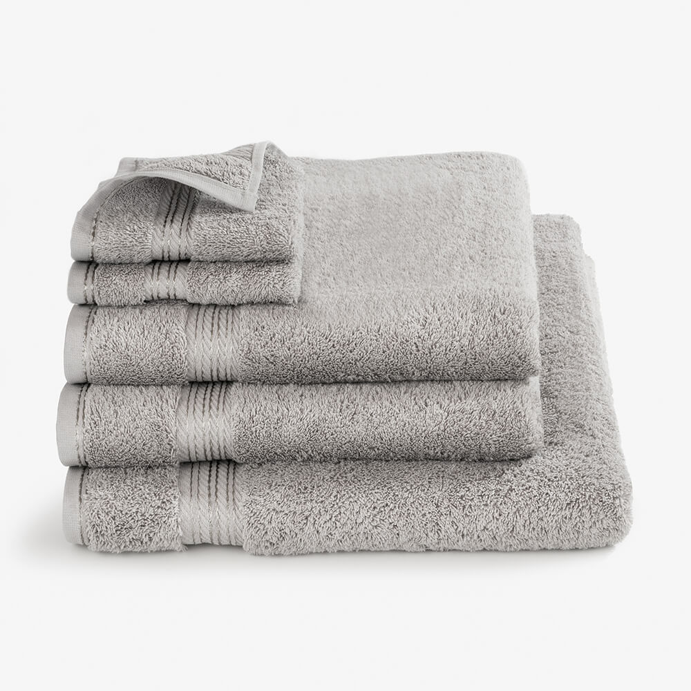 Egyptian Cotton 5 Piece Luxury Bath Towel Set, Subtle Grey - Hampton & Astley