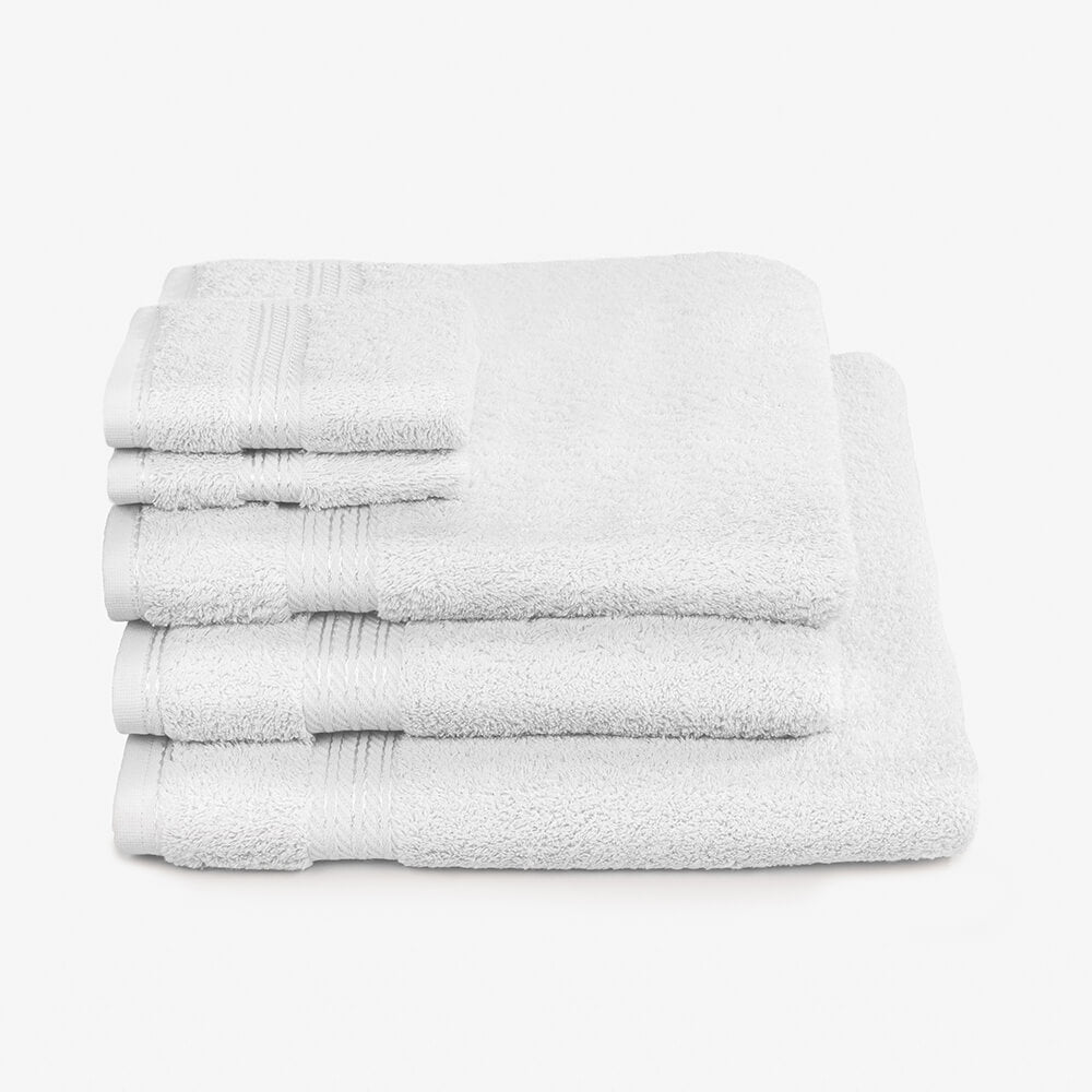 Egyptian Cotton 5 Piece Luxury Bath Towel Set, Pure White - Hampton & Astley