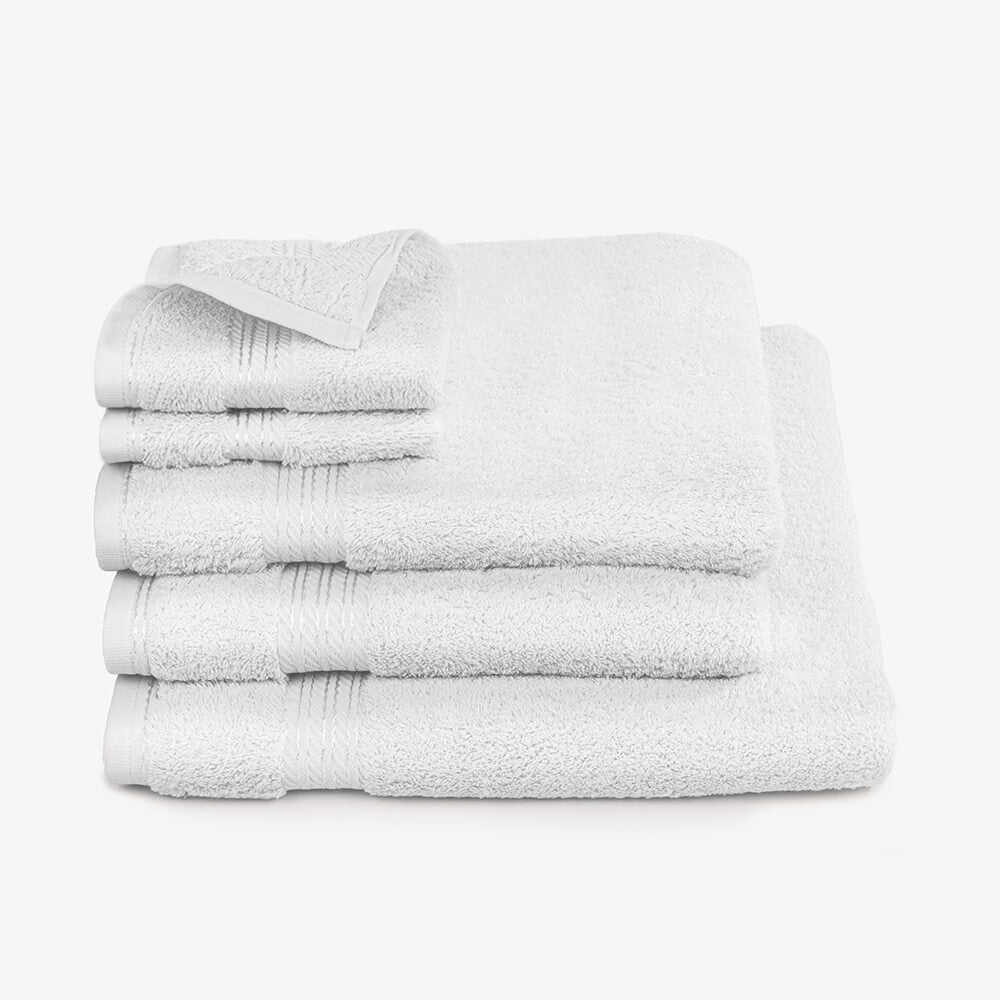 Egyptian Cotton 5 Piece Luxury Bath Towel Set, Pure White - Hampton & Astley