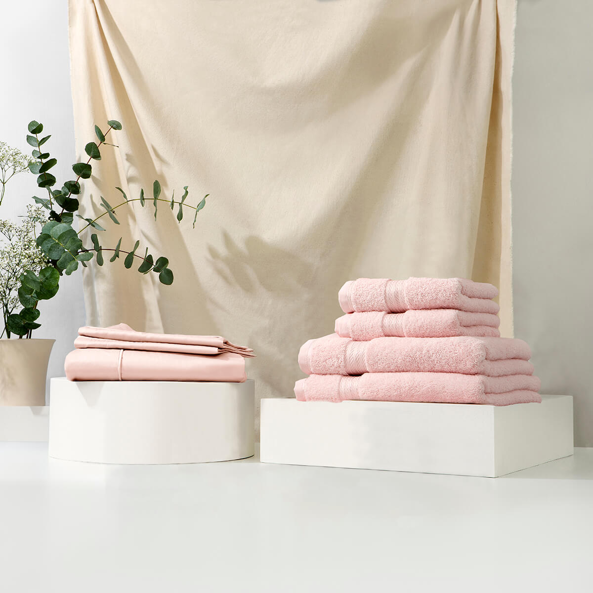 Essential Bed and Bath Bundle, Pink