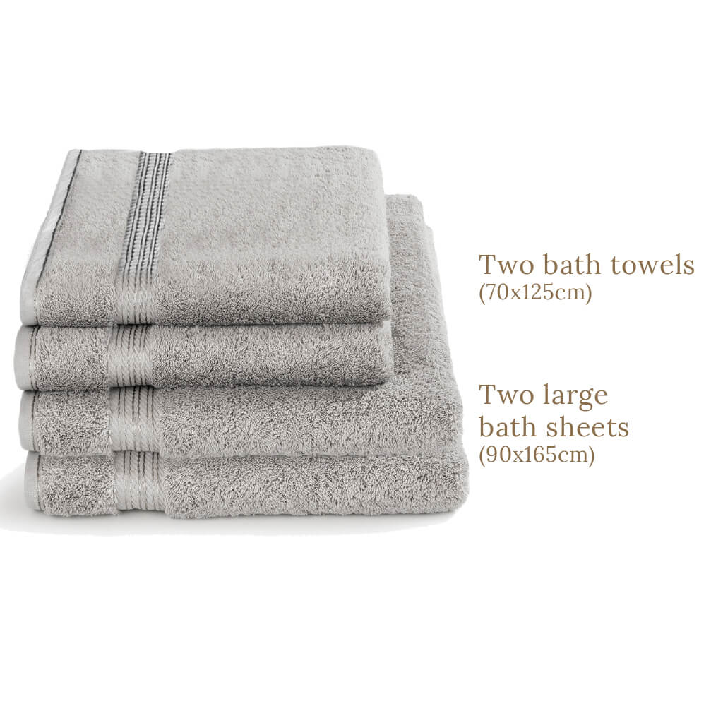 Luxury Egyptian Cotton 4 Piece Bath Sheet and Bath Towel Set