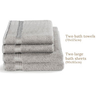 Luxury Egyptian Cotton 4 Piece Bath Sheet and Bath Towel Set