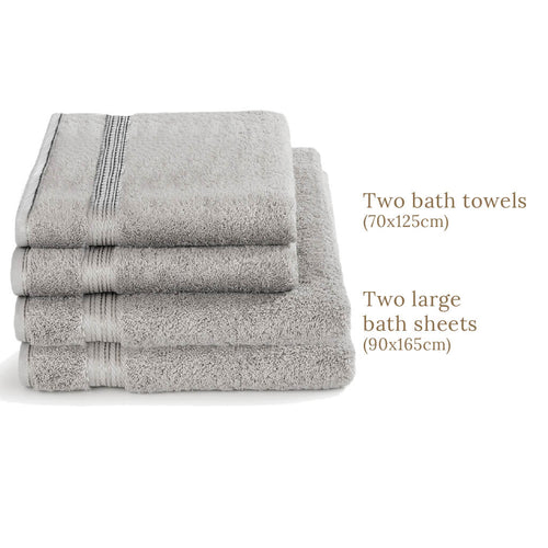 Luxury Egyptian Cotton 4 Piece Bath Sheet and Bath Towel Set