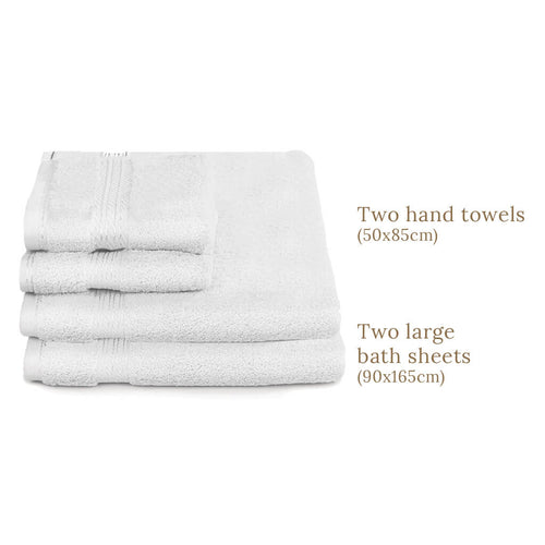 Luxury Egyptian Cotton 4 Piece Bath Sheet and Hand Towel Set