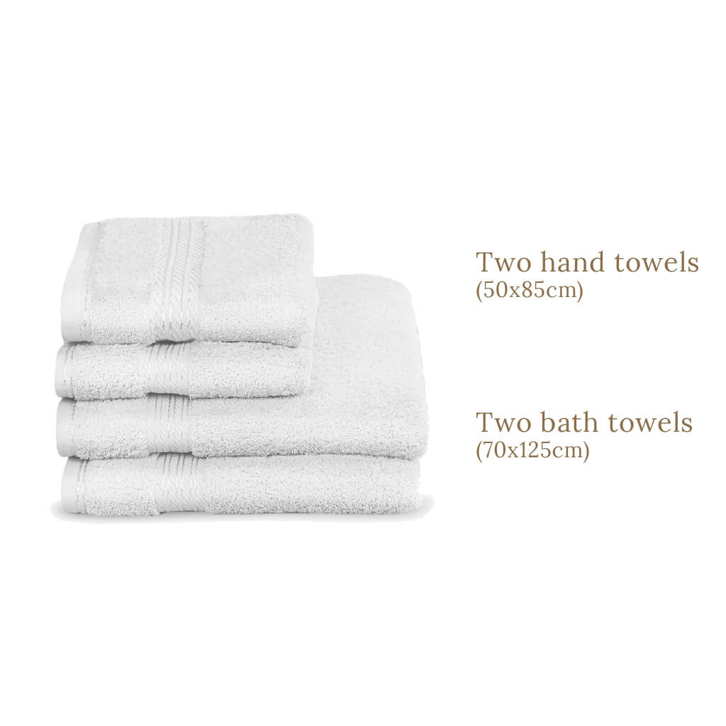 Egyptian Cotton 4 Piece Luxury Bath Towel and Hand Towel Set, Pure White