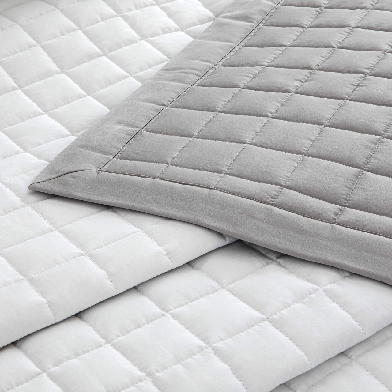 Soul & Lane Gray Cotton Quilted Throw Blanket - 50" X 60", Diamond Stitch Pattern, Lightweight For Couch & Bed