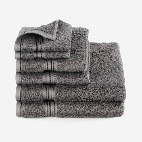 6 Piece Luxury Egyptian Cotton Bath Towel Set, Charcoal Dark Grey