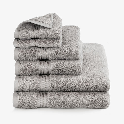Egyptian Cotton 6 Piece Luxury Bath Towel Set, Subtle Grey
