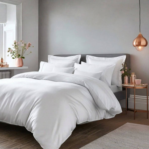 Luxury 300 thread count Egyptian Cotton sateen duvet cover, fitted sheet and two pillowcases