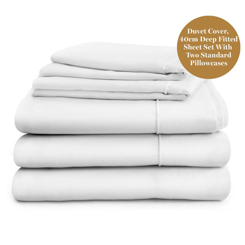 Luxury 500 thread count Egyptian Cotton sateen duvet cover, 40cm fitted sheet and four pillowcases