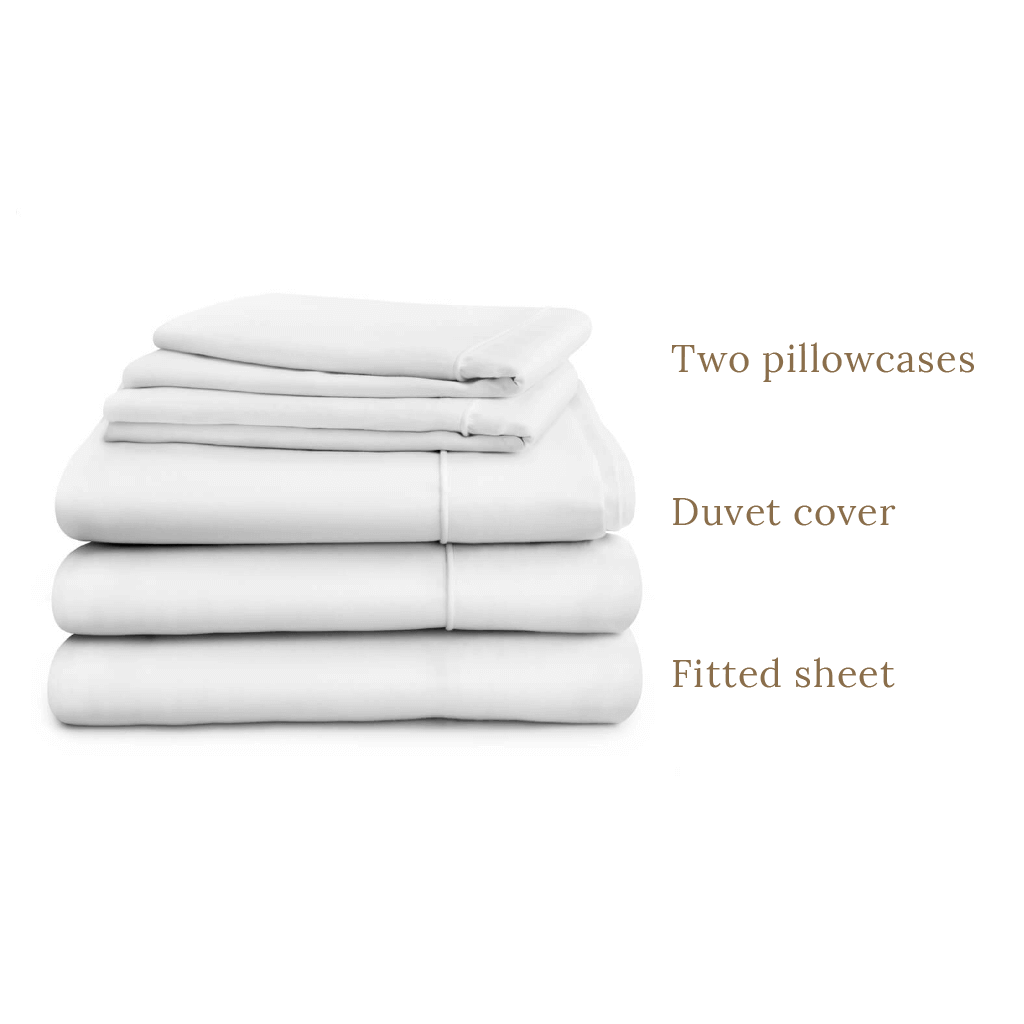 Luxury 500 thread count Egyptian Cotton sateen duvet cover, fitted sheet and two pillowcases