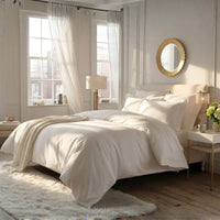 Luxury 500 thread count Egyptian Cotton sateen duvet cover, 40cm fitted sheet and four pillowcases