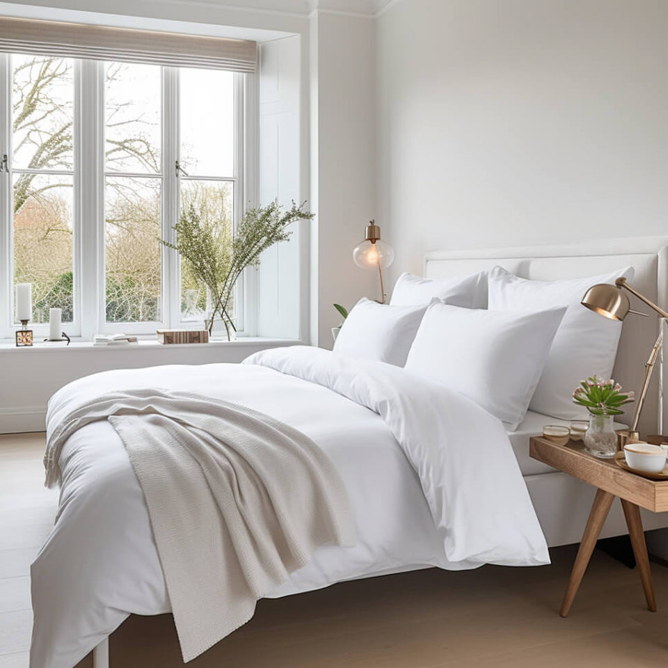Egyptian Cotton 500 Thread Count Sateen Luxury Duvet Cover Four Standard Pillowcases Pure