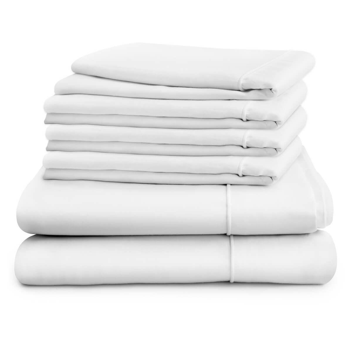 Egyptian Cotton 500 Thread Count Sateen Luxury Duvet Cover and Four Standard Pillowcases, Pure White - Hampton & Astley