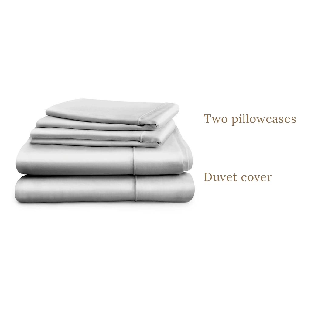 Egyptian Cotton 500 Thread Count Sateen Luxury Duvet Cover and Two Standard Pillowcases, Subtle Grey - Hampton & Astley