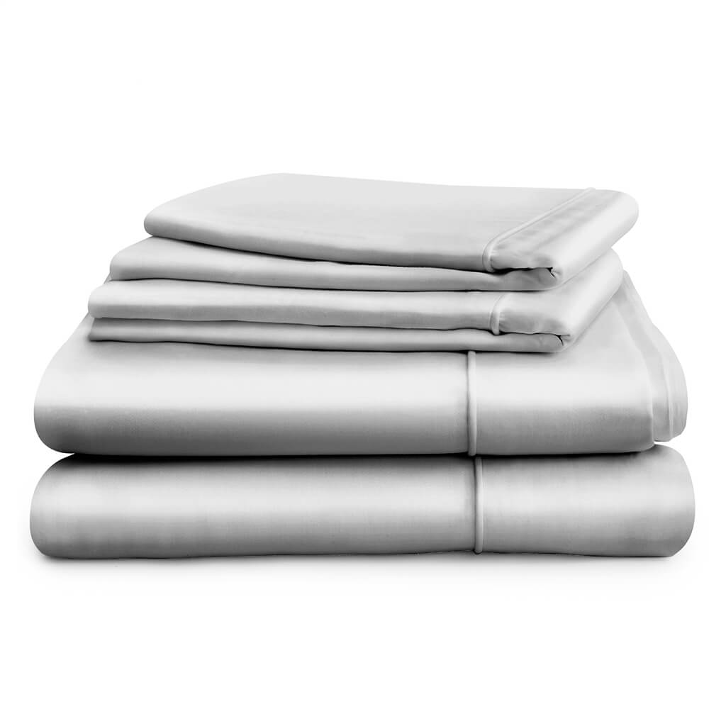 Egyptian Cotton 500 Thread Count Sateen Luxury Duvet Cover and Two Standard Pillowcases, Subtle Grey - Hampton & Astley