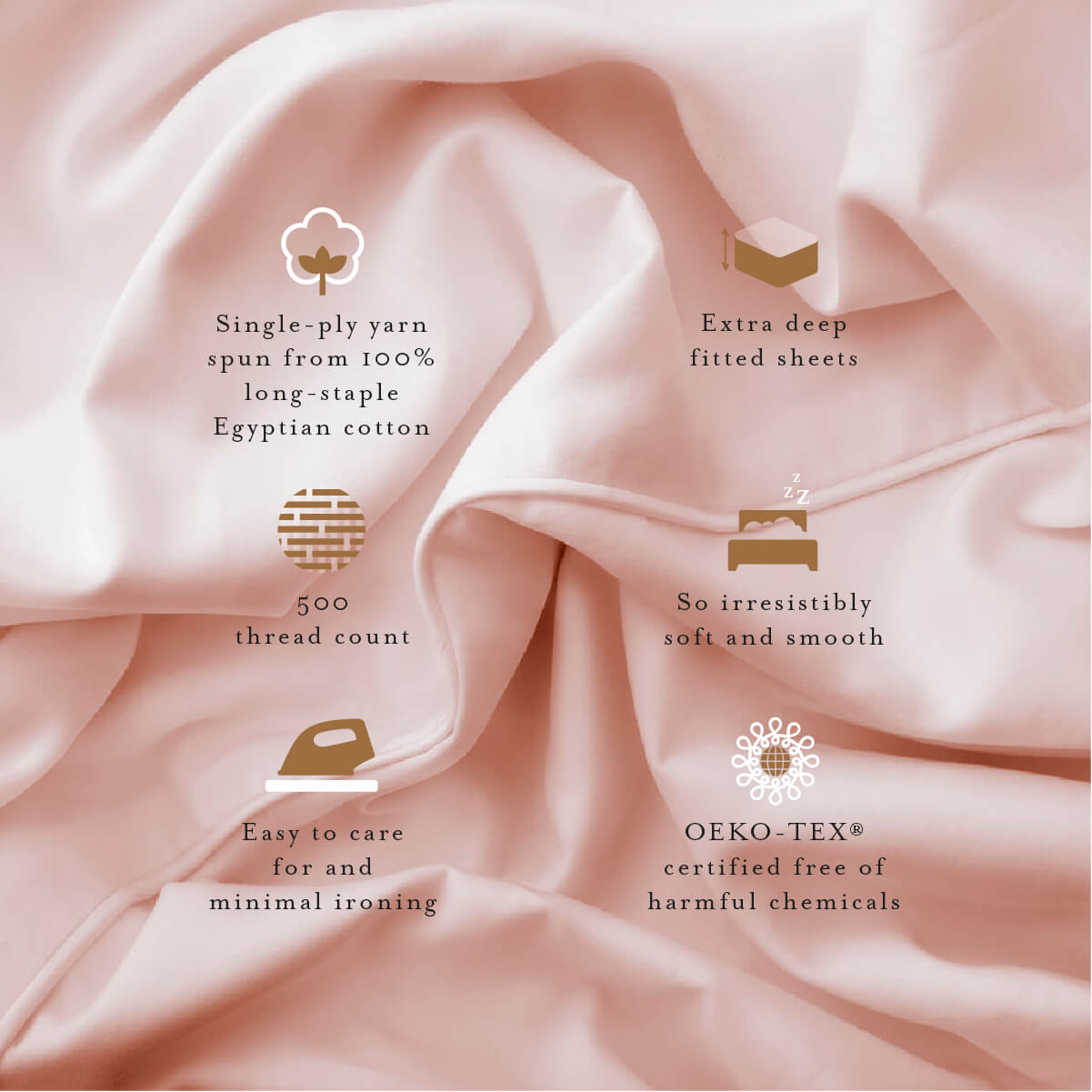 Egyptian Cotton 500 Thread Count Sateen Luxury Duvet Cover, Set of Two, Pink - Hampton & Astley