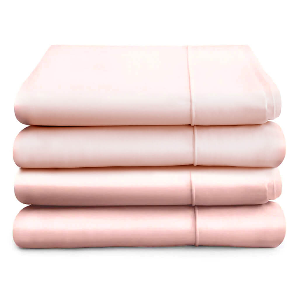 Egyptian Cotton 500 Thread Count Sateen Luxury Duvet Cover, Set of Two, Pink - Hampton & Astley