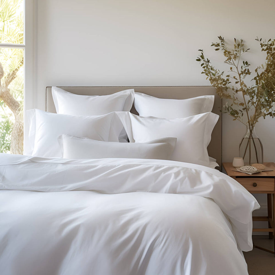 Egyptian Cotton 500 Thread Count Sateen Luxury Duvet Cover Set Two Pure