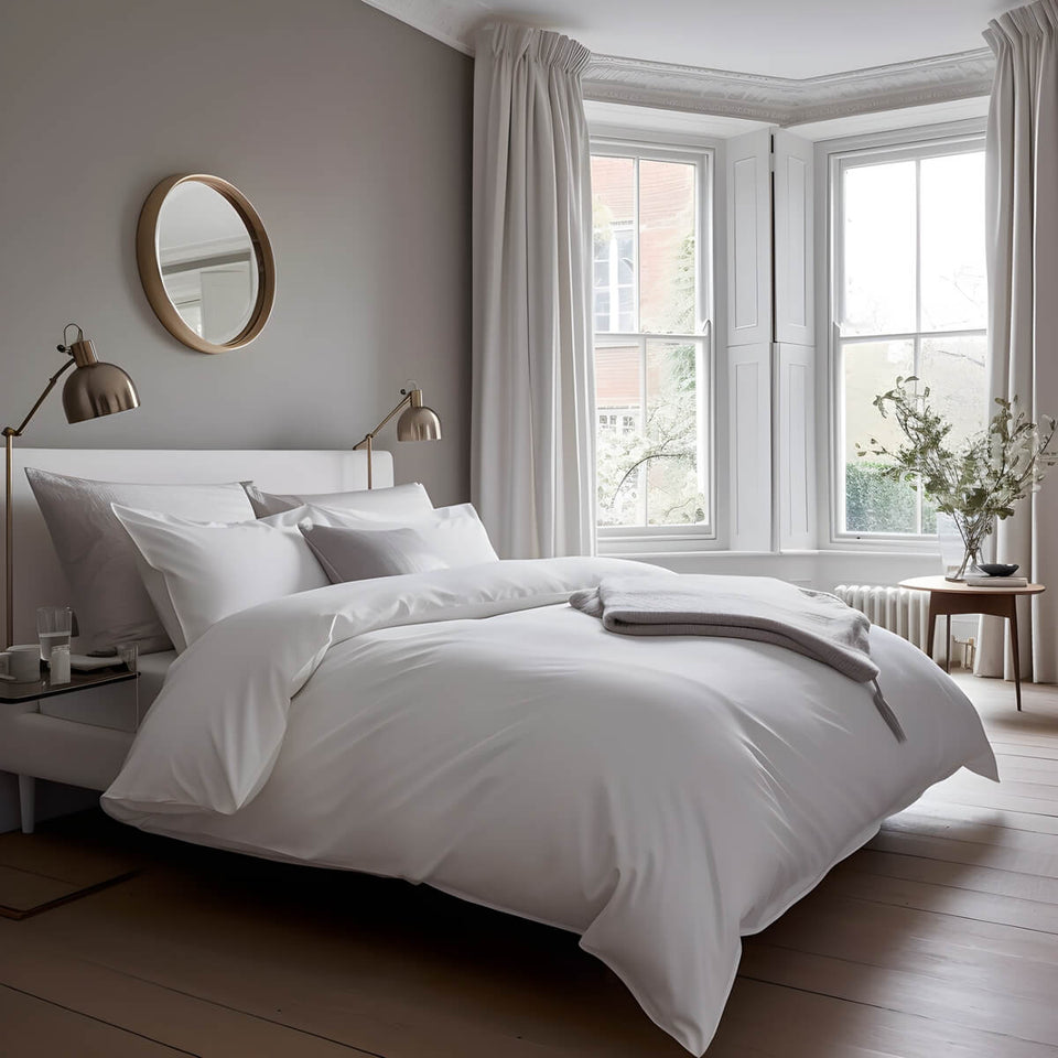 Egyptian Cotton 500 Thread Count Sateen Luxury Duvet Cover 40cm Deep Fitted Sheet Flat Sheet Four Standard Pillowcases Pure