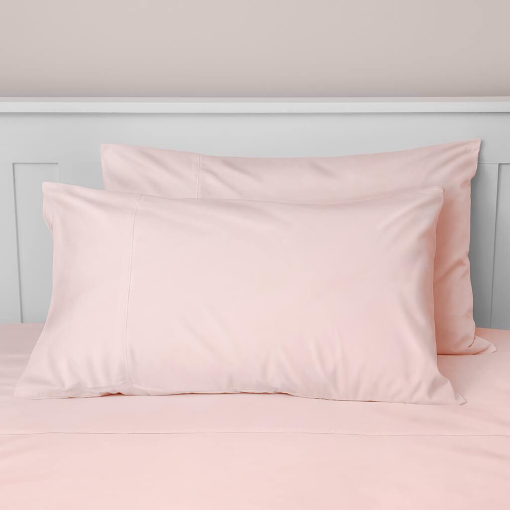 Egyptian Cotton 500 Thread Count Sateen Luxury Standard Pillowcase, Set of Two, Pink - Hampton & Astley