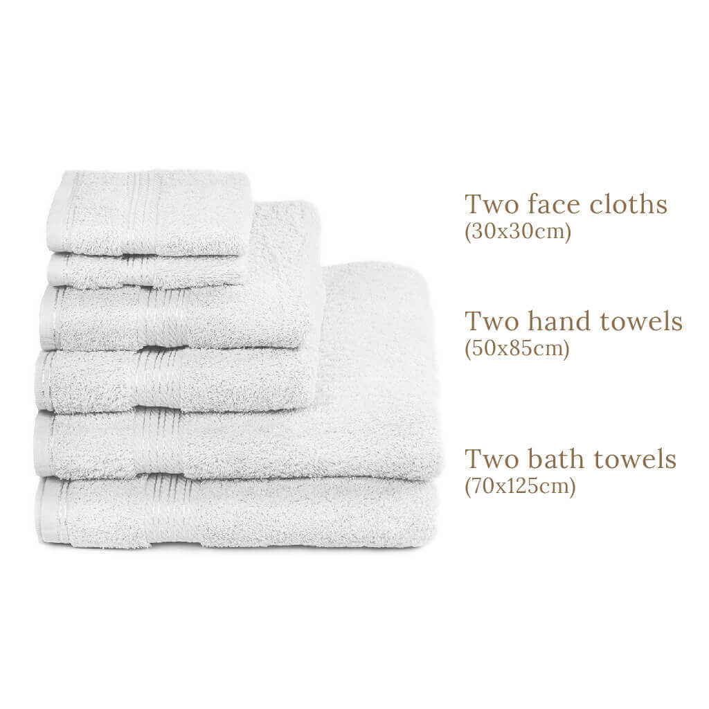 Luxury Egyptian Cotton 6 Piece Towel Set