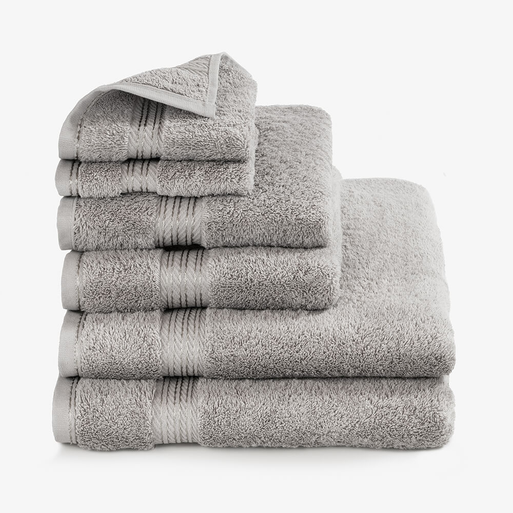 Egyptian Cotton 6 Piece Luxury Bath Towel Set, Subtle Grey - Hampton & Astley