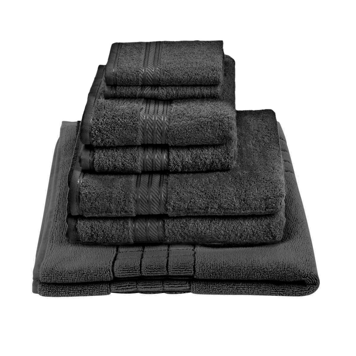 Egyptian Cotton 6 Piece Luxury Bath Towel Set With Half Price Bath Mat, Charcoal Dark Grey - Hampton & Astley