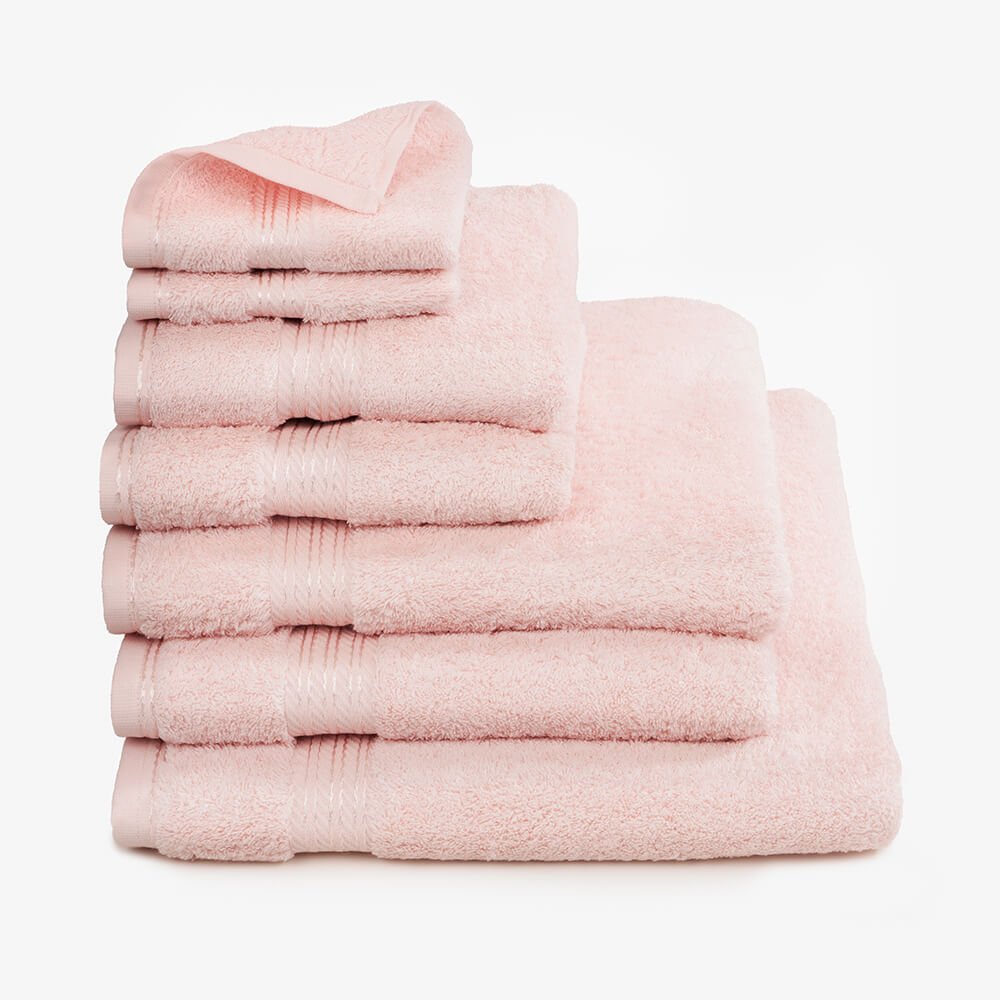 Egyptian Cotton 7 Piece Luxury Bath Towel Set, Pink - Hampton & Astley