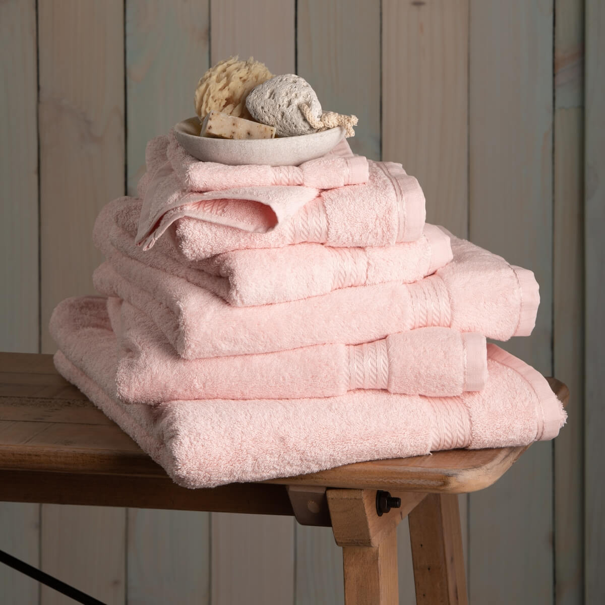Egyptian Cotton 7 Piece Luxury Bath Towel Set, Pink - Hampton & Astley