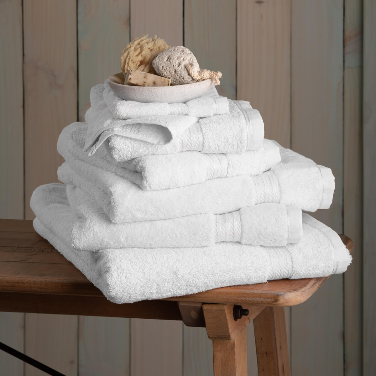Egyptian Cotton 7 Piece Luxury Bath Towel Set, Pure White - Hampton & Astley