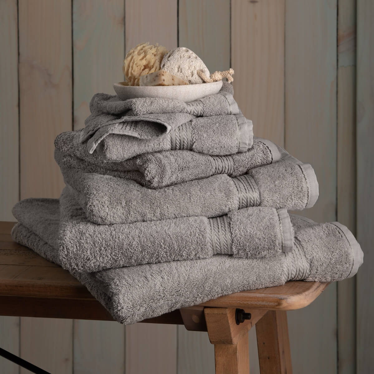Egyptian Cotton 7 Piece Luxury Bath Towel Set, Subtle Grey - Hampton & Astley